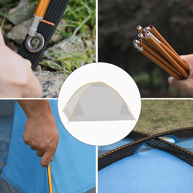 JEELAD Tent Pole Aluminium Rod Replacement Tent Pole Supporting Rod Awning Poles Kit for Outdoor Camping Hiking (A - Tent Poles - Gold 11.81 ft)