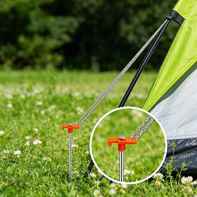 40 Pack Tent Stakes Heavy Duty 7.8 Inch Galvanized Non-Rust Metal Tent Pegs Ground Stakes Canopy Anchors Spikes Camping Accessories for Patio Garden Canopies Grassland Orange