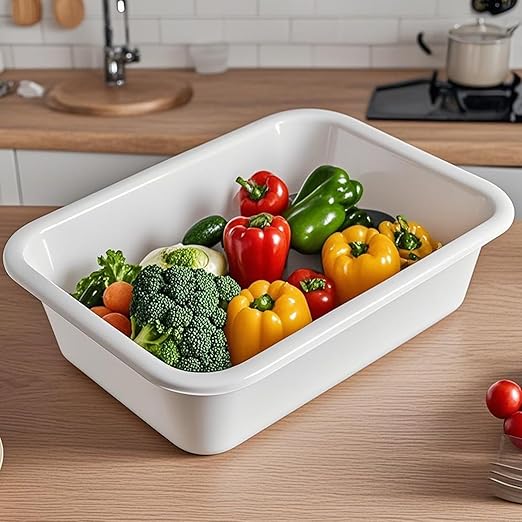 ZOENHOU 4 Pack 10 L Bus Tubs Plastic Bus Box Tote White Commercial Plastic Bus Box Tote Box Wash Basin Tote Box for Pantry Washing Dishes 5 Inch Deep