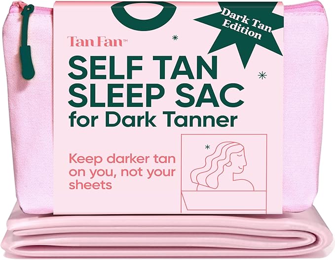 Tan Fan Self Tan Sleep Sac – Dark Tan Edition (Pink) – Protect Sheets From Dark Tanner - No Transfer Guarantee – 100% Silky Cool Thicker Bottom Lightweight Top Foot Openings – Large Roomy Comfy