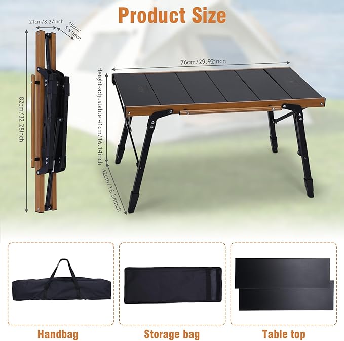 Folding IGT Camping Table with Carry Bag Portable Outdoor IGT Cook System Ultralight Height Adjustable Aluminum Camp Table for Outdoor Barbecue Cooking Travel Picnic