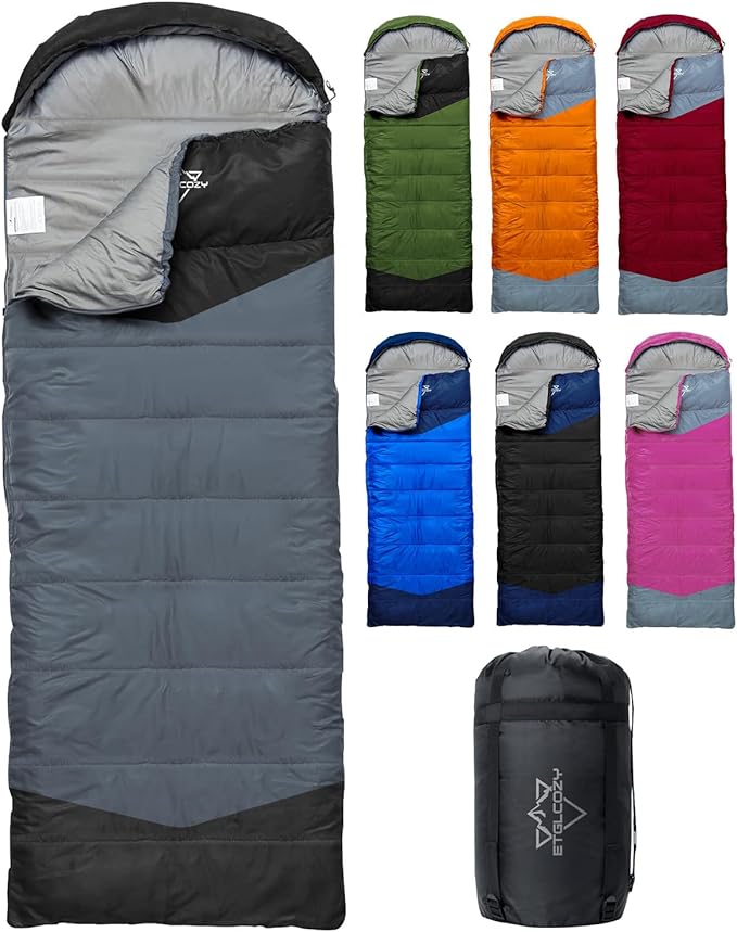 Lightweight 3-Season Sleeping Bag for Adults/Kids Camping Compact w/Compression Sack Waterproof Ripstop Portable for Backpacking Hiking Travel