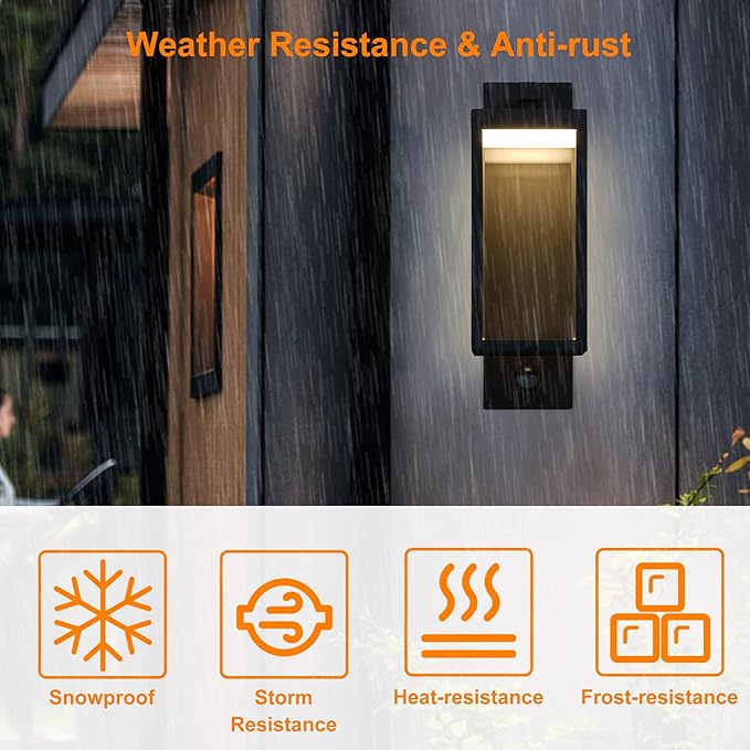 Lustrlach 2 Pack Motion Sensor Outdoor Light Fixtures Wall MountExterior Wall Sconce Porch Light Garage Lights Waterproof Motion Lights for Outside Garden Front Door