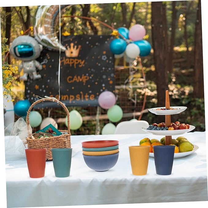 Dishware Outdoor Dishes Dinnerware for Patio Straw Cutlery Delicate Tableware Easy Storage