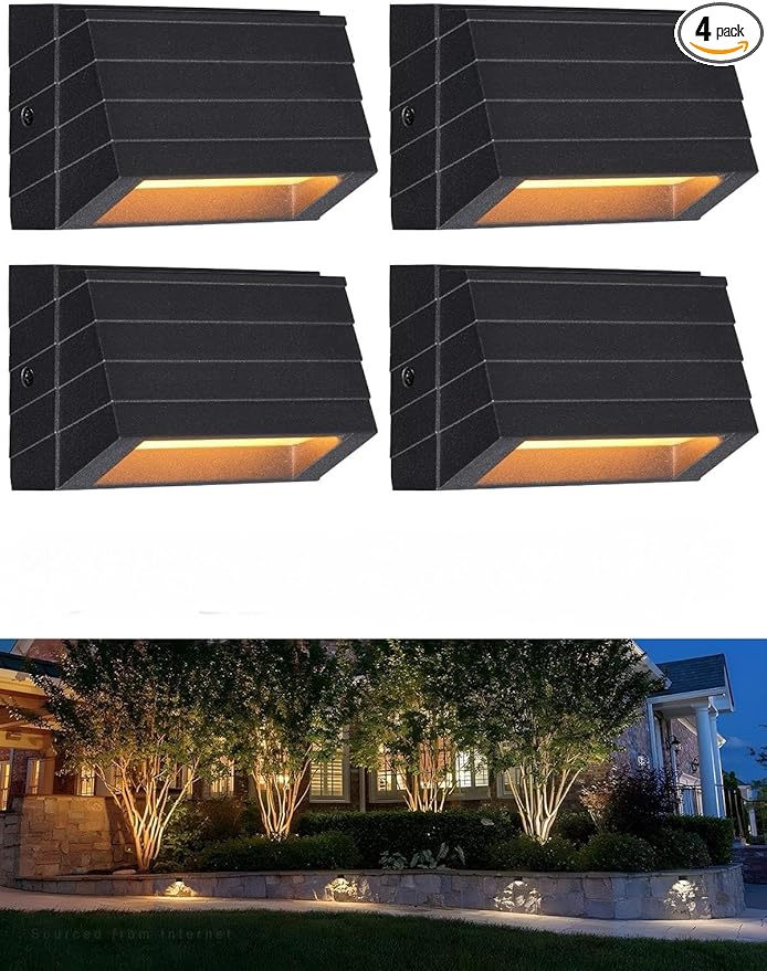 LEONLITE 5CCT Low Voltage Fence Lights 4inch 3W LED Deck Lights 12-24V AC/DC Landscape Step Railing Light CRI90 1800K/2700K/3000K/4000K/5000K IP65 UL Listed Cord Black Aluminum Pack of 4