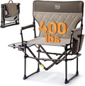 Timber Ridge Aluminum Camping Directors Chair with Side Table Pocket Portable Folding Heavy Duty Lawn Chair for Fishing Trip Picnic Concert Outdoor 400lbs Tan
