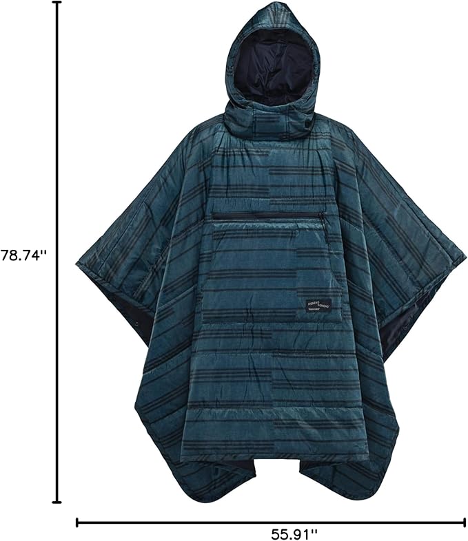 Therm-a-Rest Honcho Poncho Wearable Hoodie Blanket Blue Print