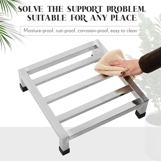 3 Pack Dunnage Rack 13.8 Long x 13.8 Wide 3.9 Height Stainless Steel Shelf 2000+ Pound Capacity Commercial Food Floor Rack for Restaurants Kitchens Garages and Vehicles