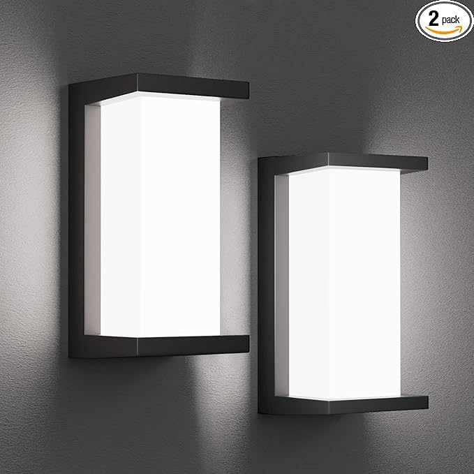 Outdoor Porch Lights 3000K 40000K 5000K 3 Colors Selectable LED Outdoor Light Fixtures Wall Mount 2 Pack Super Bright 1500lm Aluminum Exterior Lighting Fixtures for Outside House Front Door