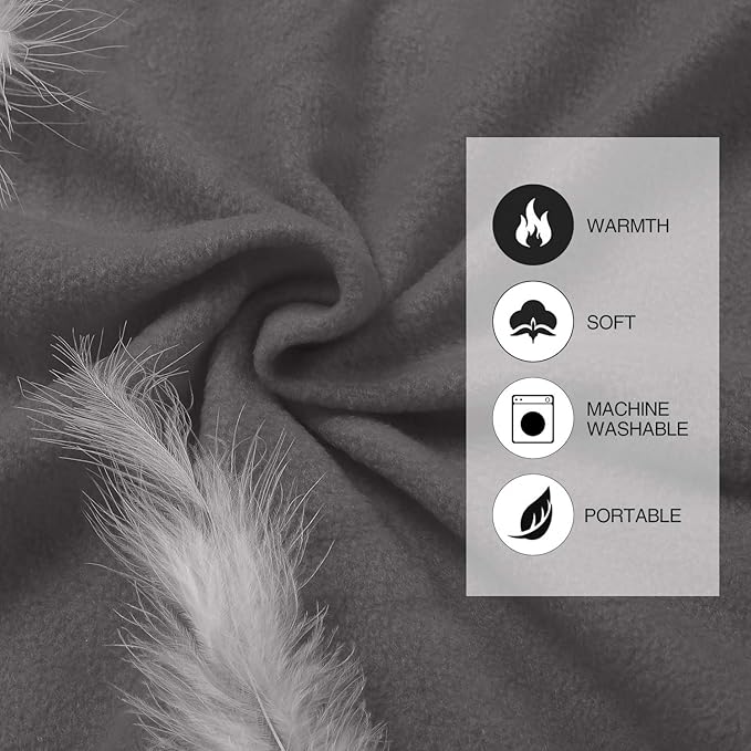 REDCAMP Fleece Sleeping Bag Liner with Hood Great for Adult Warm or Cold Weather 87 Long Full Sized Zipper Camping Blanket for Outdoor Grey