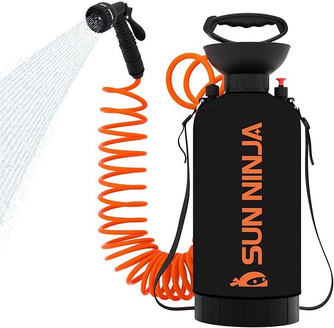 SUN NINJA Beach Changing Mat Bundle with Portable Camping Shower and Turkish Beach Towel (3 Items) - Sand-Free Quick-Dry Lightweight &amp Convenient