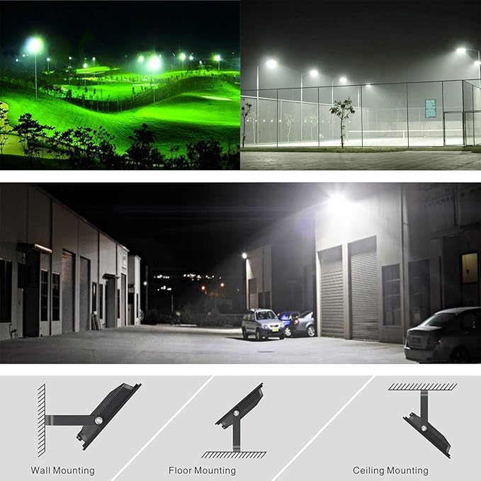 3 Pack 300W LED Flood Light Outdoor 2000W Equivalent 36000LM Super Bright Security Lights IP66 Waterproof Commercial Lighting for Sports FieldsCourtsArenaStadium