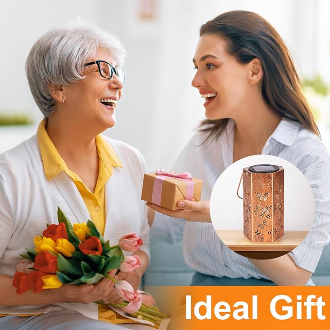 Mothers Day Gifts for Mom Grandma - Birthday Gifts for Women 4 Pack Butterfly Solar Lanterns Outdoor Waterproof - Butterflies Solar Lights Outdoor Garden Decor for Outside
