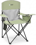 Portable Outdoor Folding Chair with Cup Holder &amp Cooler Bag - Breathable Mesh Wide Armrests Ergonomic Design for Camping Beach Backyard - Includes Storage Bag &amp Bottle Opener (Black/Green/