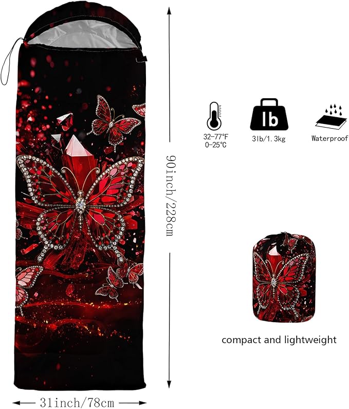 QOOMO Camping Sleeping Bags3 Season Warm &amp Cool WeatherLightweightWaterproof Sleeping Bags for Adults &amp KidsTravelingand OutdoorsCamping Gear Equipment