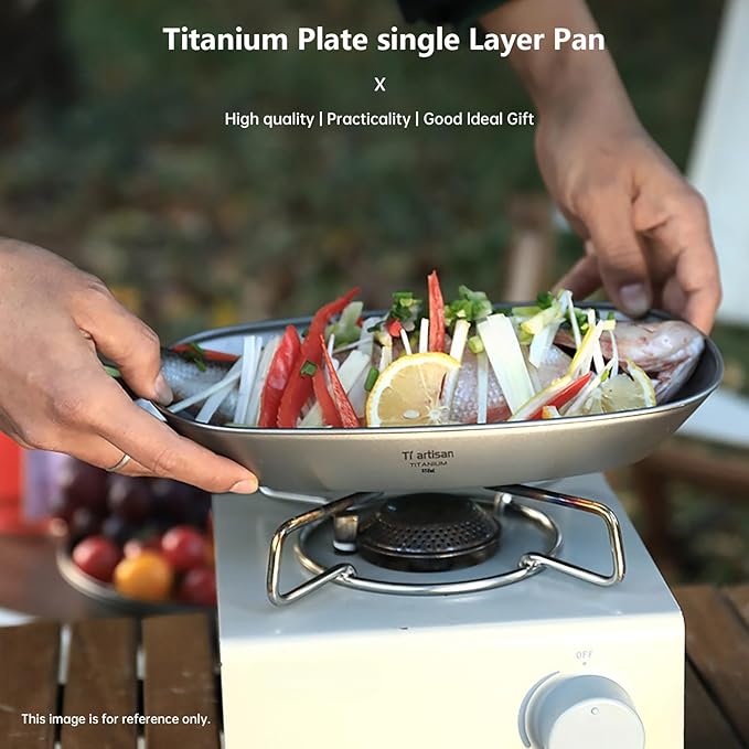 Titanium Plate Camping Picnic Tableware 32.1fl oz Cooking Utensils Extremely Light Dishes Bowl 106g (Ice Flowers)