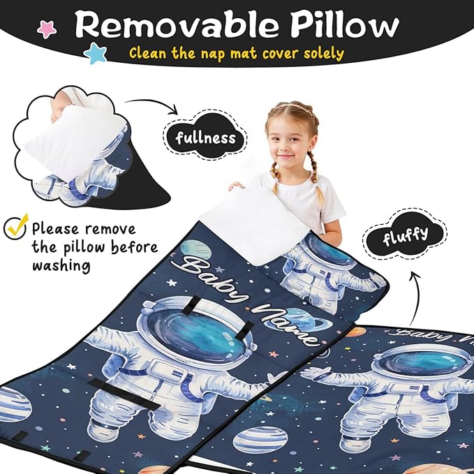 Toddler Sleeping Bag with Blanket &amp Pillow – Personalized Roll-Up Nap Mat with Custom Name for Kids