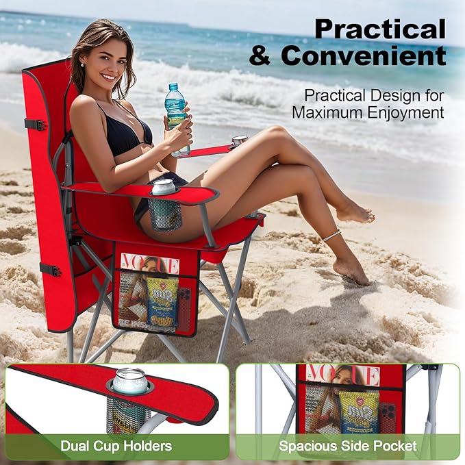 Portable Camping Chair with Canopy - Folding Chair with Canopy Durable 600D Oxford Canopy Chair for Camping Beach Picnics Fishing &amp Sports