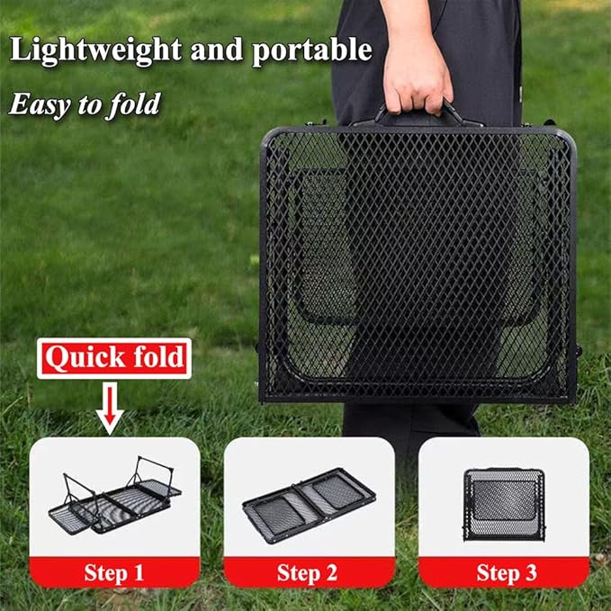 Metal Folding Table Lightweight Grill Side Table for Backpacking Party Beach Fishing Quick Setup Foldable Camping Table