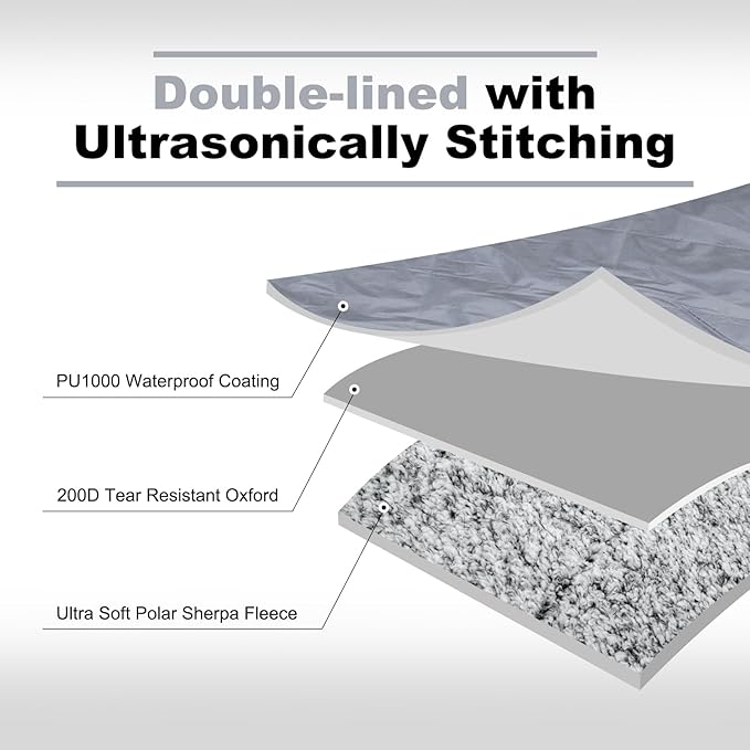 Sherpa Warm Outdoor Camping Blanket - Waterproof Stadium Blanket for Cold Weather Camp Sports Mom and Concert - Camping Quilt 80 X 58 (Gray)