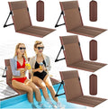 Karenhi 4 Pcs Foldable Poolside Chairs Portable Beach Chair Folding Seat for Edge of Pool Provide Back Support with Carry Bag for Adults Traveling Camping Picnic Lawn(Brown26.8 InchClassic Style)