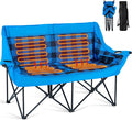 DoCred Heated Double Camping Chair Folding 2 Person Camping Chairs Loveseat Outdoor SportsHeated Oversized Lawn Chairs for AdultsHeating Camp Chair with 3 Heat Levels Battery NOT Included