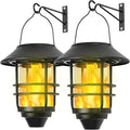 Solar Hanging Lantern Outdoor Flickering Flames Outdoor LightsSolar Lights Waterproof for Wall Fence Patio Porch Yard2 Pack