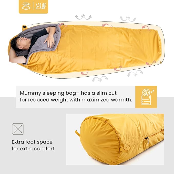 OneTigris Bushcrafter’s Sleeping Bags Mummy Sleeping Bag for Camping Hiking Backpacking Survival Gear