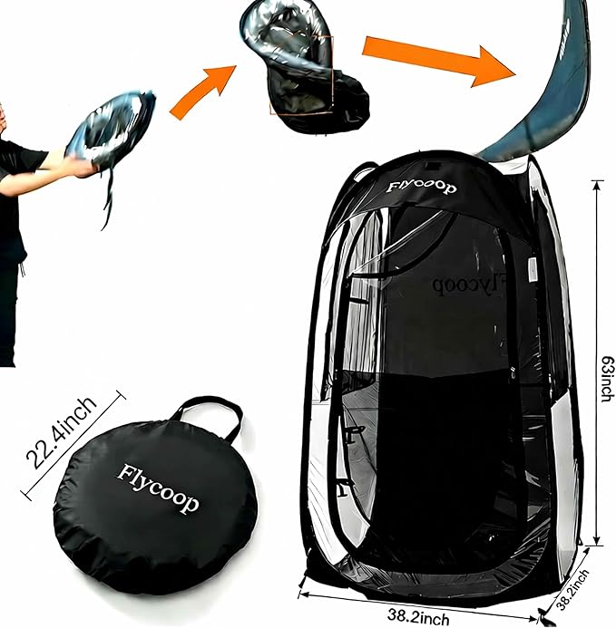 Sports Tent: Flycoop Portable Weather Pop Up Pod 1 Person to Provide Shelter from Wind Rain and Cold Weather Shelter for Outdoor Activities Sports Events Camping and Hiking