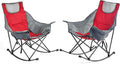 SUNNYFEEL Oversized Rocking Camping Chair 2 Pack Fully Padded Patio Chair with Side Pocket High Back Portable Lawn Recliner with Carry Bag Outdoor Rocker Camp Chairs for Adults Heavy Duty 500 LBS