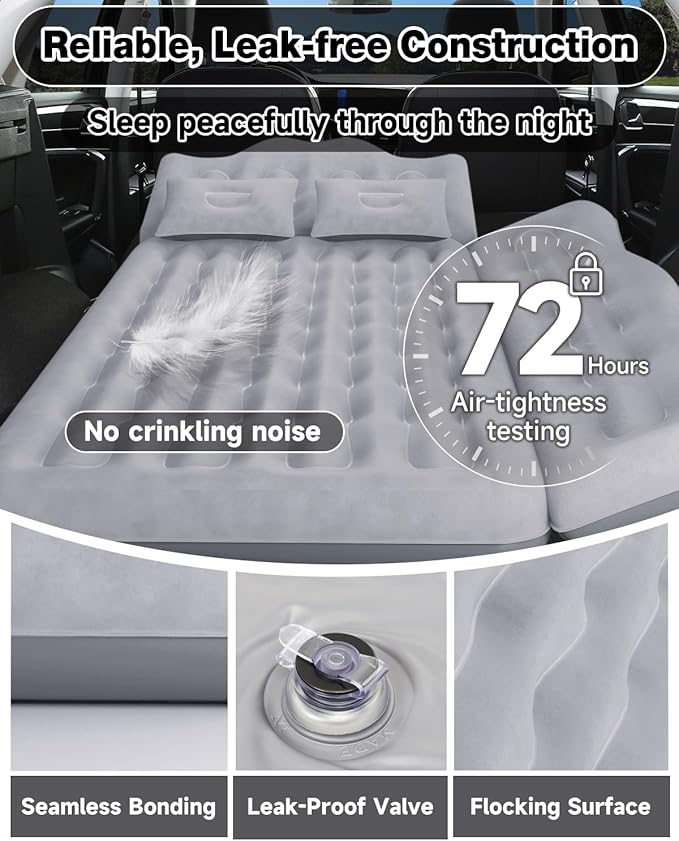 Umbrauto Car Air Mattress Bed: Inflatable SUV Camping Sleeping Pad for Truck Back Seat with Pump &amp Pillows Blow Up Backseat Car Mattress for Van Rear Seat