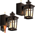 Gleamz 2-Pack ORB Dusk to Dawn Outdoor Lighting with GFCI Outlet Outside Wall Lights with Gold Trim Aluminum Exterior Lighting Fixtures Wall Mount Waterproof Modern Exterior Coach Light Fixtures