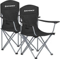 SONGMICS Set of 2 Folding Camping Chairs Comfortable Heavy Duty Structure Max. Load Capacity 330 lb Outdoor Chair with Cup Holder for Camping Garden Fishing Terrace Black UGCB08BK