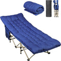 WLIVE 1200D Double Layer Oxford Camping Cots for Adults Portable Camping Cot Bed with Mattress for Sleeping Outdoor Folding Bed with Carry Bag for Resting Camping Dark Blue