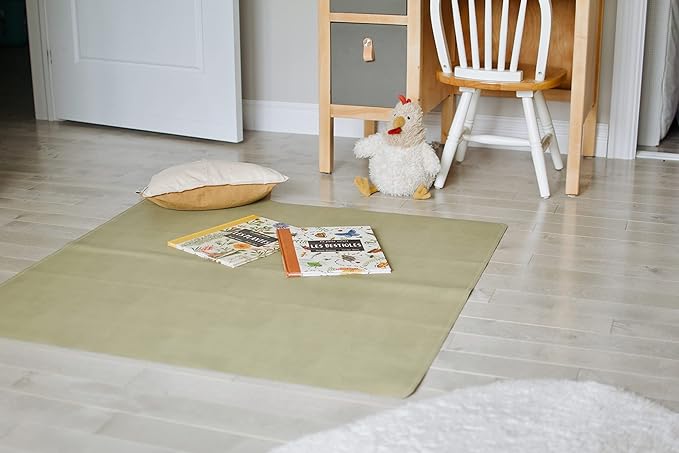 Uniklook Vegan Leather Reversible Multipurpose Paly mat Kids Infant Picnic Blanket - Waterproof Baby Splat mat for High Chair Sand Proof Beach Blanket Indoor Outdoor (Hunter Tan)