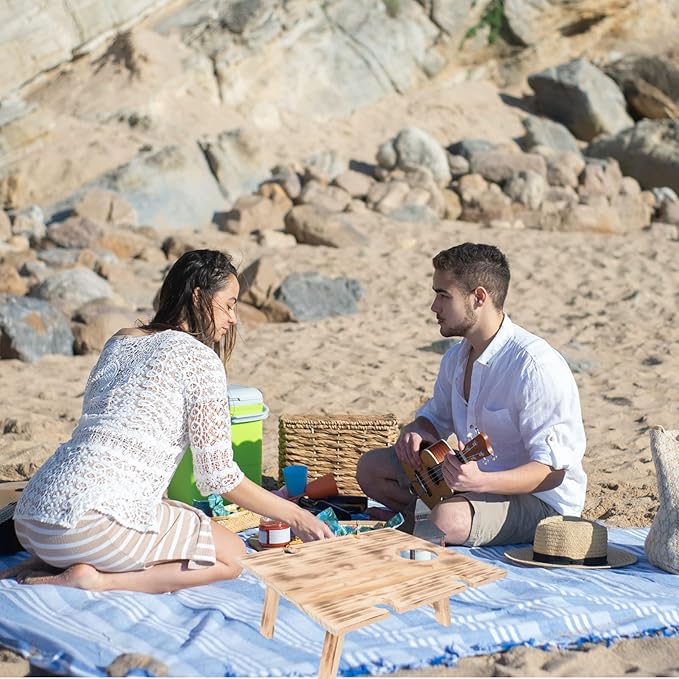 HANABASS Portable Picnic Table Outdoor Folding Table Wooden Construction Folding Dinner for Camping Beach and Picnic