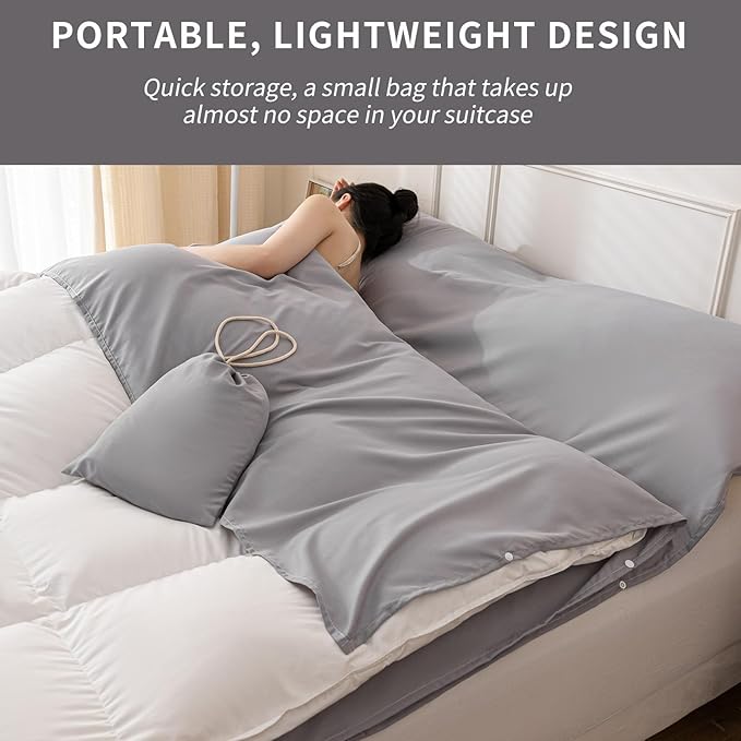 Sleeping Bag Liner Sleep Sack Travel Washed Cotton Sheets for Hotel Bags for Adults Liners Lightweight Single &amp Double Camping Sleeping Inner Hostel Fresh Back Hiking Bed