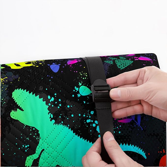 Outdoor Picnic Blanket Portable Ultrasonic Waterproof Picnic Dinosaur Graffiti Printed Camping Beach Mat for Sand and Wet Grass Hiking (Dinosaur02 S