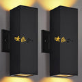 wowlite Motion Sensor Outdoor Wall Lights Dusk to Dawn Outdoor Lighting with E26 Bulbs Included 3 Lighting Modes Black Exterior Lighting Fixtures Aluminum Outside Lights for House Porch Yard 2 Pack