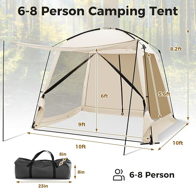 KOTEK 10 x 10 Ft Screen Tent Easy Setup Screened in Canopy with 4 Mesh Walls 2 Vestibules 2 Zippered Doors &amp Carry Bag Portable Screen House for Backyard Patios Outdoor Camping Activities