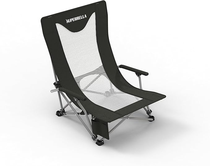 Portable Beach Chair for Adults with Cup Holder Hard Arm Folding Lawn Chairs for Outdoor Activities Camp Sports Beach Travel &amp Picnic Supports up to 400 lbs
