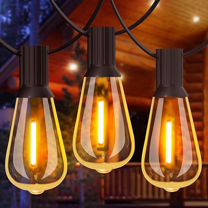 GLUROO String Lights for Outside 120FT 60+4 Pcs Vintage Bulbs LED Outdoor Edison String Lights Waterproof Shatterproof Connectable Patio Lights Outdoor Dimmable Hanging Lights for BackyardBistro