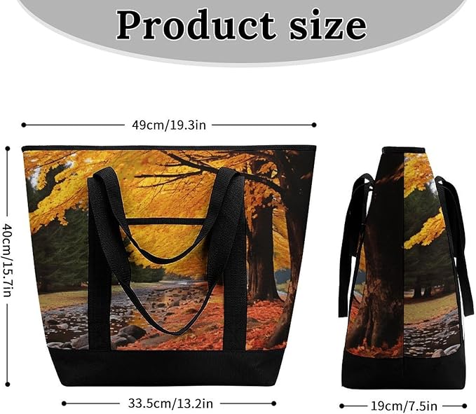 Insulated Shopping BagLarge Reusable Cooler Bags Fall Colors Printed Foldable Shopping BagTravel Waterproof Shoulder Bag