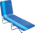 Rio Beach Portable Lay Flat Folding Backpack Beach Lounge Chair with Backpack Straps and Storage Pouch Blue Stripe