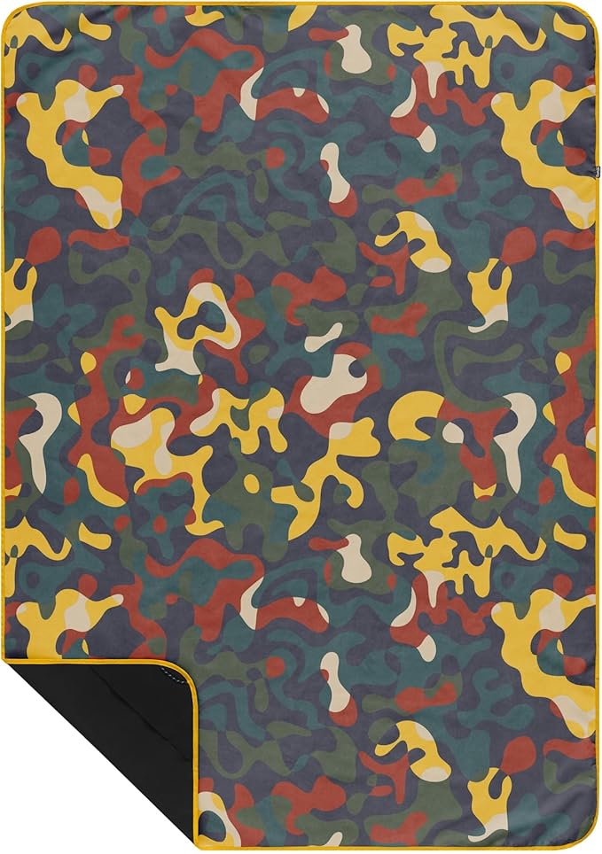 Rumpl Everywhere Mat Waterproof Picnic Blanket and Ground Mat for Camping Hiking and Picnicking 52x75 Inches Rustic Abstraction