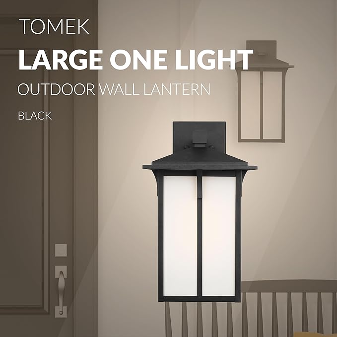 Generation Lighting 1-Light Tomek Traditional Outdoor Wall Lamp Black 8752701-12  Wall Lamp for Outdoor Decor  Wall Light Fixture Uses Standard or LED Light Bulb