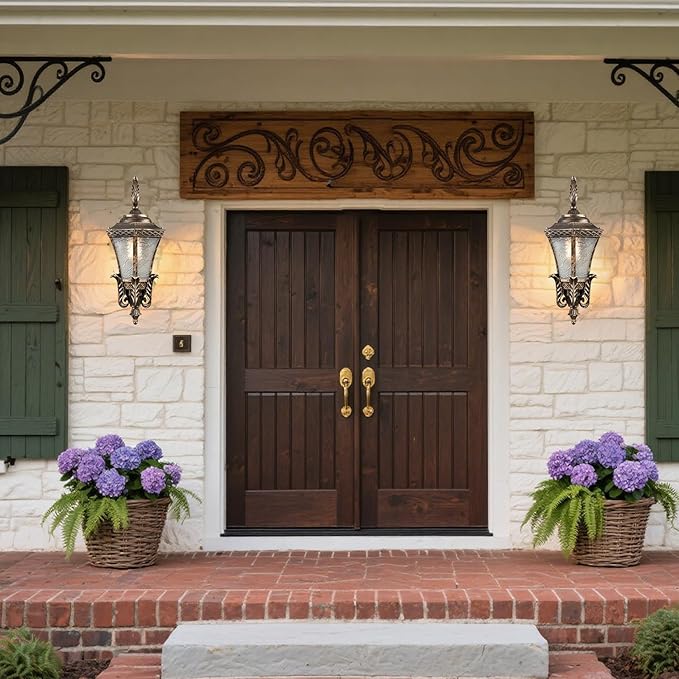 Black and Gold Sconces Wall Lighting 20.87 H Exterior Wall Light Fixture Waterproof Aluminium with Glass Outdoor Lanterns for Front Porch Patio Garage Hallway