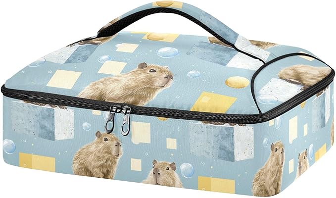 Casserole Carrier Adorable Cute CapybarasInsulated Casserole Carrier for Hot or Cold Food Thermal Lunch Tote for Potluck Parties Picnic Beach Fits 9 x 13 Inches Baking Dish