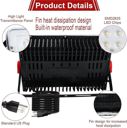 2 Pack 50W Led Outdoor Flood Light Exterior Flood Lights Led Stadium Lights Plug in Flood Light with 59 Inch Line for Yard Playground LawnGardenGaragesBasketball Court Stadium