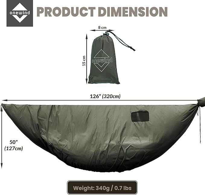 Onewind Premium Hammock Wind Sock Hammock end Wind Block Lightweight and Wind-Resistant Underquilt Protector for Winter and Cold Weather Protection Backpacking OD Green